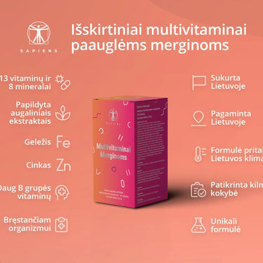 Multivitaminai merginoms (paaugliams), 30 tab.