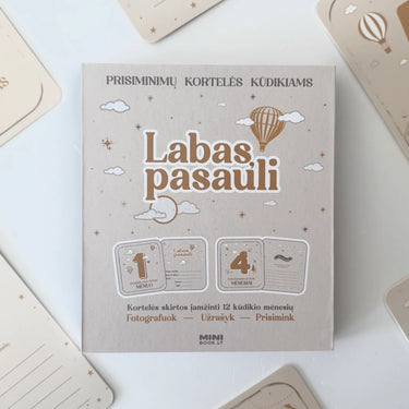12 mėnesių prisiminimų kortelės kūdikiams