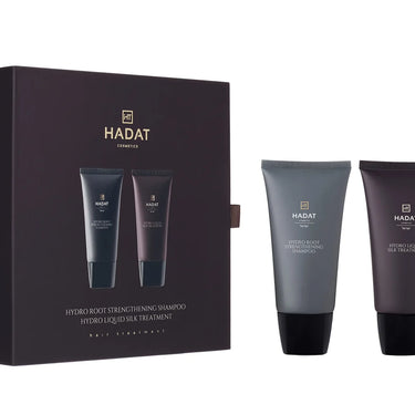 Hadat cosmetics Gift box root strengthening shampoo and liquid silk – dovanų dėžutė šampūnas bei kaukė, 70 ml