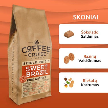 Kavos pupelės Coffee Cruise SWEET BRAZIL 1 kg