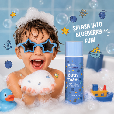 HISKIN Kids prausimosi putos Blueberry, 250 ml (purškiamos)