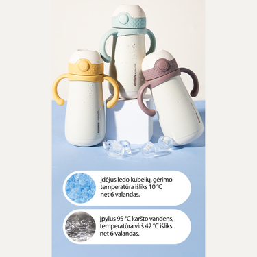 Mother-K HUG Termo gertuvė su šiaudeliu, 350 ml.