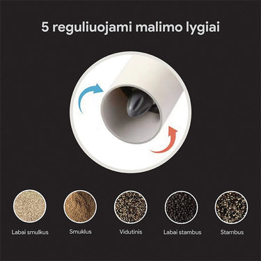 Įkraunamas druskos ir pipirų malūnėlis Zyle,  juodas