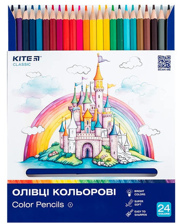 Spalvoti šešiabriauniai pieštukai CLASSIC, Kite, 24 sp.