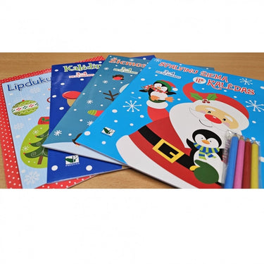 Kalėdinis rinkinys. Kalėdų džiaugsmai. 3-4 metų vaikams. 4 knygelės, 140 lipdukų, 30 iškilių lipdukų, 4 spalvoti pieštukai