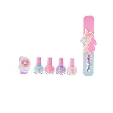 MARTINELIA kosmetikos rinkinys Little Unicorn (4 nagų lakai, 1 nagų dildė, 1 lūpų blizgis)