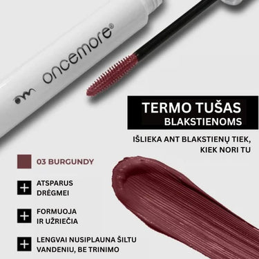 ONCEMORE MASCARA blakstienų termo tušas burgundo, 9 ml